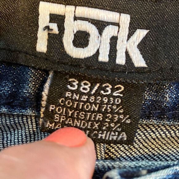 FBRK Men’s Moto Jeans Light Wash Size 38x32 - Picture 3 of 8